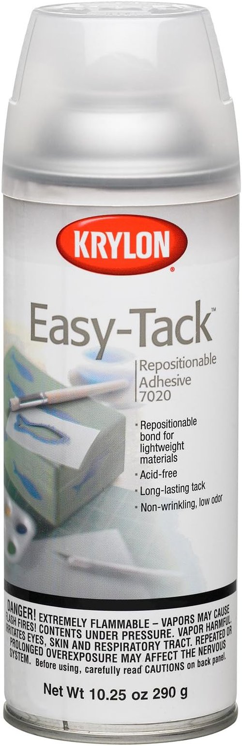 Krylon Easy Tack Repositionable Adhesive Spray - 10.25 Ounce Can for Crafting & DIY Projects