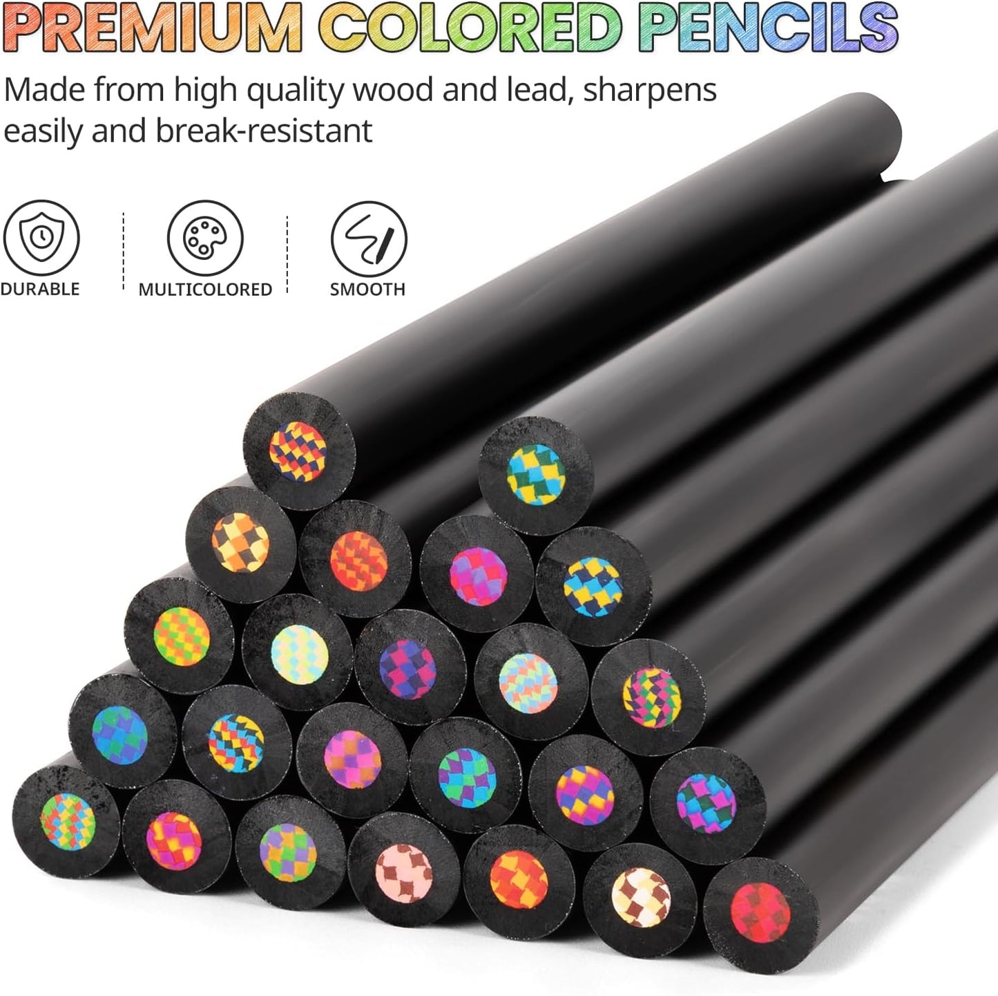 Yangmei Rainbow Colored Pencils - 24 Pack Easter Basket Stuffers for Kids Aged 5-12 | Trendy Art Supplies
