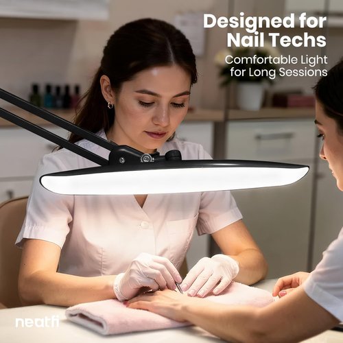 Neatfi XL LED Desk Lamp - 2200 Lumens Shadow-Free Task Lighting | 4-Level Dimming | 20-Inch Wide Head (Black)
