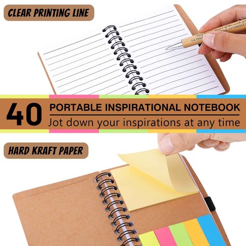 Employee Appreciation Gifts Inspirational Spiral Notebooks with Sticky Notes Notepads Thank You Bamboo Ballpoint Pens Bulk for Coworker Nurse Teacher (40)