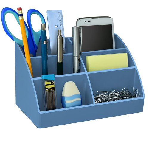 Acrimet Desktop Organizer - Easy Organizer Caddy Holder for Office, Home and School use (Plastic) (Solid Blue Color)
