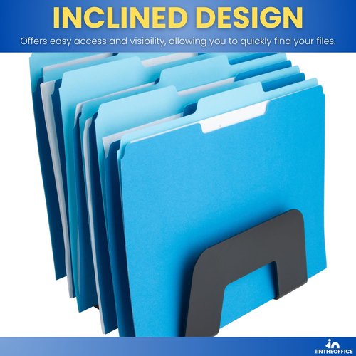 1InTheOffice Plastic Incline Desktop File Sorter, 5 Compartments, Black