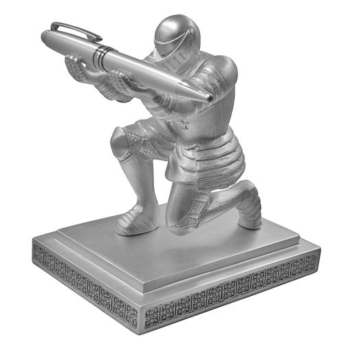 Aurueda Executive Knight Pen Holder Personalized Desk Accessories Fancy Kneeling Knight Pen Holder for Desk