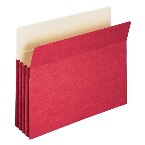 Smead File Pocket, Straight-Cut Tab, 3-1/2" Expansion, Letter Size, Red, 25 per Box (73231)