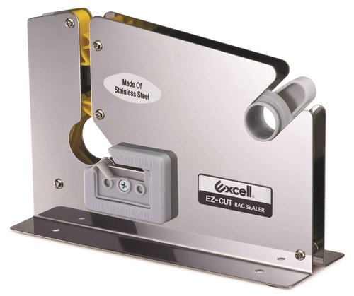 WOD ET-605K Stainless Steel Constructed, Produce Bag Sealers Taper Dispenser with Trimmer Blade - Ideal for Packaging Ice Bags, Ground Meats, & More: Fits Up to 1/2 inch Wide (Holds 3 inch Core)