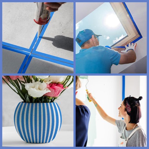 Fyguard 18 Rolls Painters Tape 2 Inches Wide Blue Painters Tape 18 Roll x 1.89 Inch x 55 Yards Blue Masking Tape for Home Decoration DIY Furniture