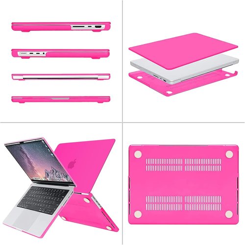MOSISO MacBook Pro 14 Inch Hard Case - Bright Rose with Keyboard Skin, Screen Film & Pouch | Compatible with M5, M4, M3, M2, M1 Models