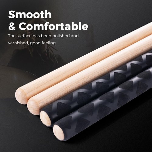 TENTOTEN Drum Sticks 3 Pairs Classic 5A Drumsticks, America Maple Wood Drumsticks for Drums Adults Kids and Beginners with ANTI-SLIP Handles