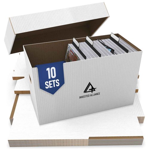 Premium Short Comic Book Storage Box (10 Pack - White). Thick Cardboard Comic Book Box/Cabinet. Comics Books Bin for 150-175 Collectibles. Comics Boxes Storage Case/Cabinet to Showcase Collectibles.