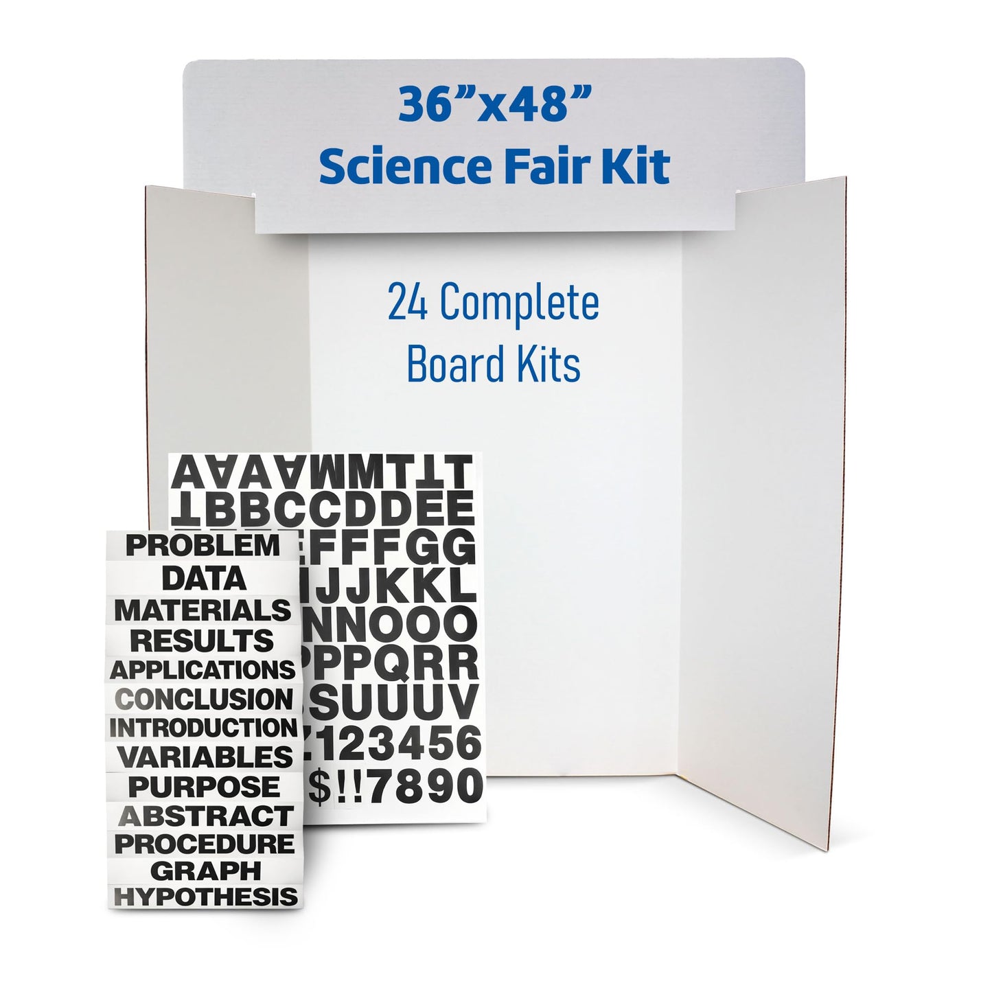 Flipside Products 36" x 48" Project Board Kit, 24 Pack, School Presentation Display Board and Supplies, Trifold Kits, Letters, Titles, Header Display, Presentation, All in One