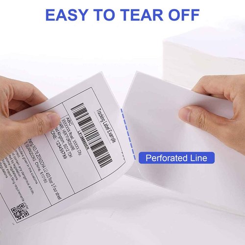 RyhamPaper 4" x 6" Fanfold Direct Thermal Labels - White Shipping Mailing Postage Labels, Perforated, Permanent Adhesive (4 Stacks - 4000 Labels)