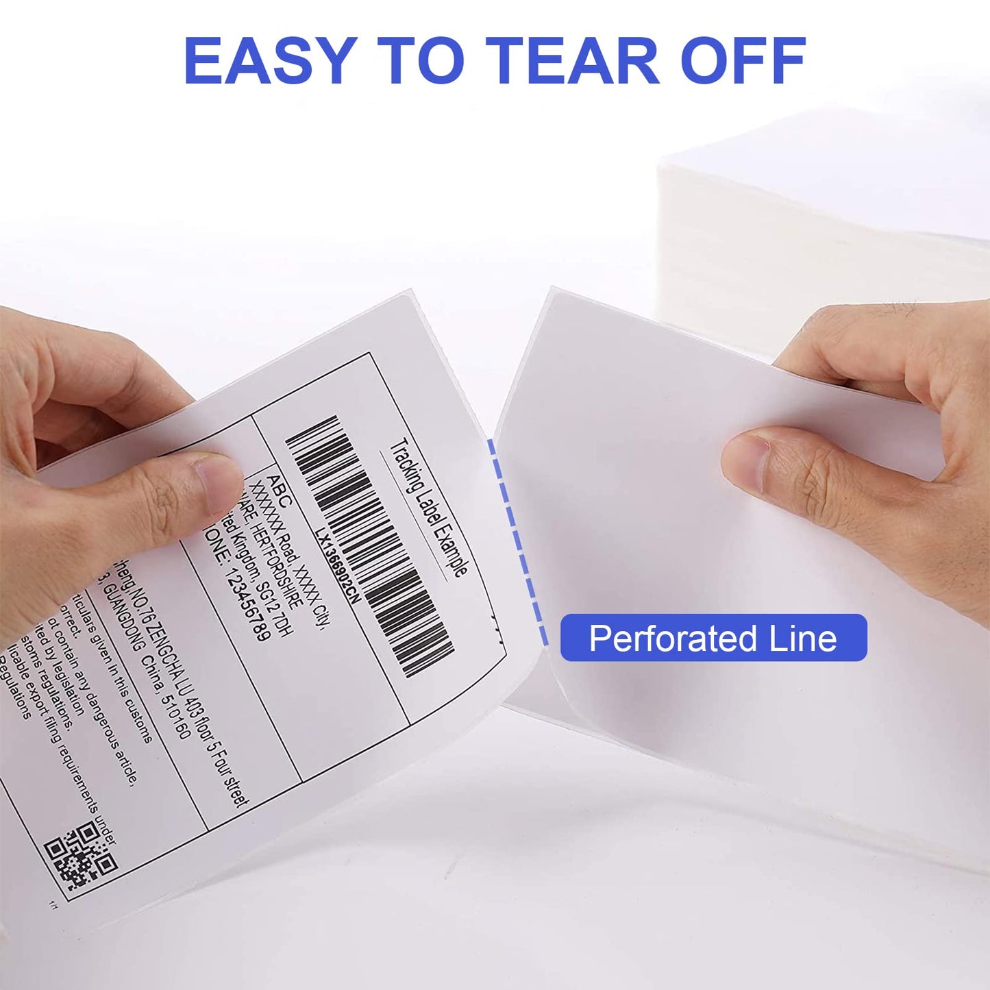 RyhamPaper 4" x 6" Fanfold Direct Thermal Labels - White Shipping Mailing Postage Labels, Perforated, Permanent Adhesive (4 Stacks - 4000 Labels)