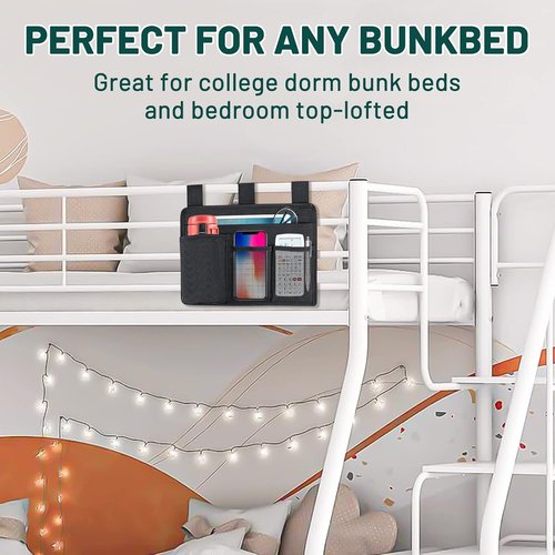AKAYOK Bedside Caddy Organizer - Multi-Pocket Bed Organizer for Remotes, Phones, Glasses & More | Ideal for Home, Office & Dorm (4 Pockets)