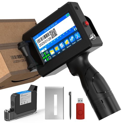 BESTECCT Portable Handheld Inkjet Printer Gun-0.5 Inch Nozzle for Logo/Batch Number/QR Code on Any Surface (Metal,Wood,Glass,Cloth,Carton) with Quick-Drying Ink & Multi-Language Support