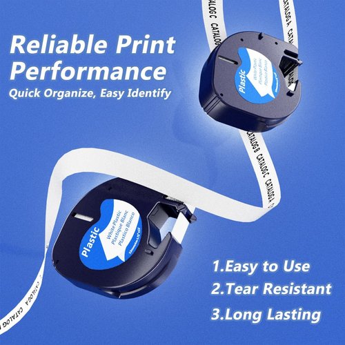 DYMO LetraTag Tape Refills - 5-Pack Black on White | 12mm x 4m (1/2" x 13ft) | Compatible with LT-100H Plus, LT-100T, LT-200B, QX50