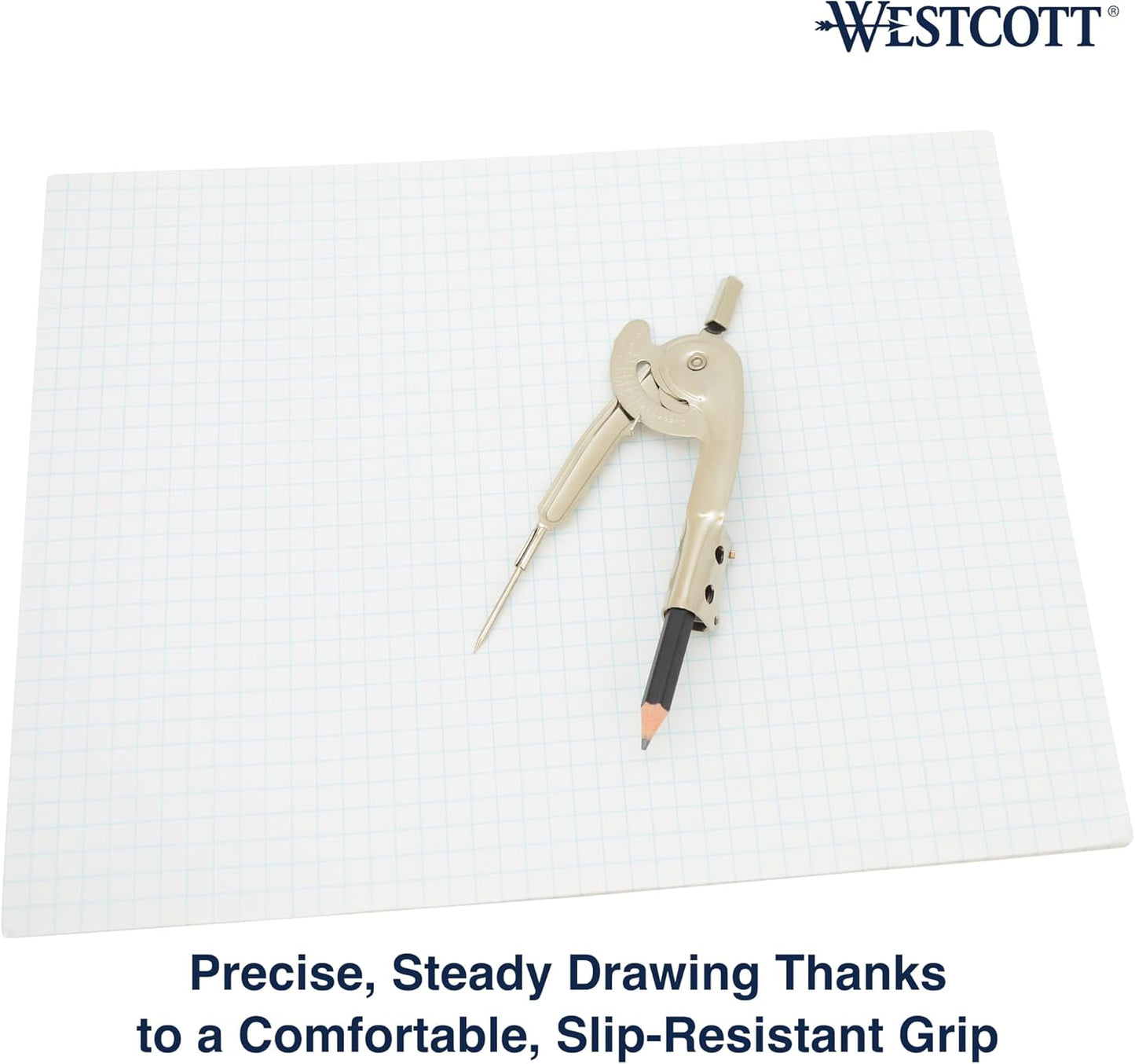 Westcott Nickel-Plated Ball Bearing Compass - Professional Drawing Tool for Circles Up to 13 Inches