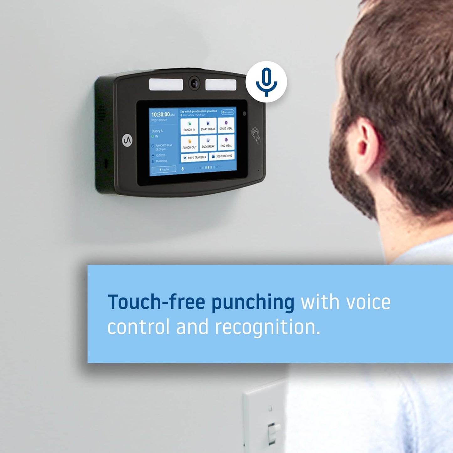 uAttend Touch-Free Time Clock System - Voice Control & Facial Recognition for Small Businesses | DR2000