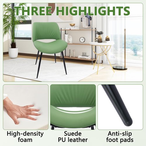 CLATINA Armless Office Reception Guest Chair Set of 8, Big and Tall 500LBS Leather Desk Chair No Wheels with Backrest Padded Seat for Home Lobby Church Conference School Meeting Waiting Room, Green