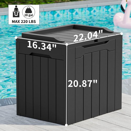 Greesum 31 Gal Resin Deck Box - Weatherproof Outdoor Storage for Patio & Garden Tools | Lockable, Black