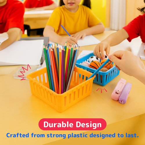 PREXTEX Classroom Storage Baskets - Crayon and Pencil Container - Organization Holder - Shelf & Desk Organizer for Classrooms, Office, Small Desk, and Toy Storage