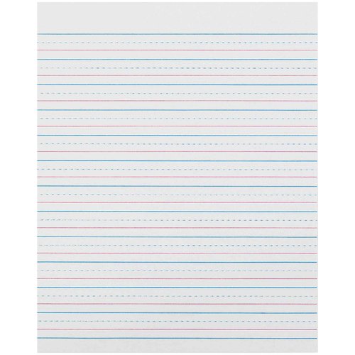 Zaner-Bloser™ Sulphite Handwriting Paper, Dotted Midline, Grade 2, 1/2" x 1/4" x 1/4" Ruled Short, 8" x 10-1/2", 500 Sheets Per Pack, 2 Packs