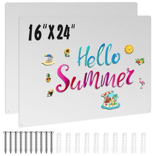 Ireer 2 Pcs 16 x24 Magnetic Board-memo Board for Home, Office, Kitchen and Classroom-Magnet Bulletin Board Display Magnetic Letters Numbers Animal, Calendar, Notes, Photos, Suitable for Wall (Gray)