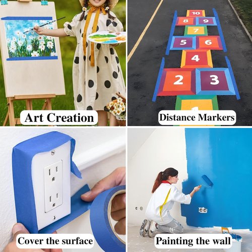 Frascati Painters Tape 1 Inch Wide, 16 Packs Blue Painters Tape for General Purpose Use, 1 Inch X 55 Yards X 16 Rolls, 880 Yards in Total