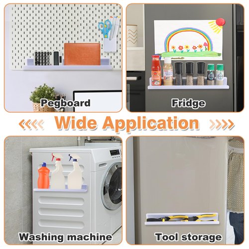 2 Set Acrylic Magnetic Book Shelf & Pen Holder for Whiteboard, 8.8Lbs Bearing Magnetic Books Display Holder for Teacher Classroom Office, White