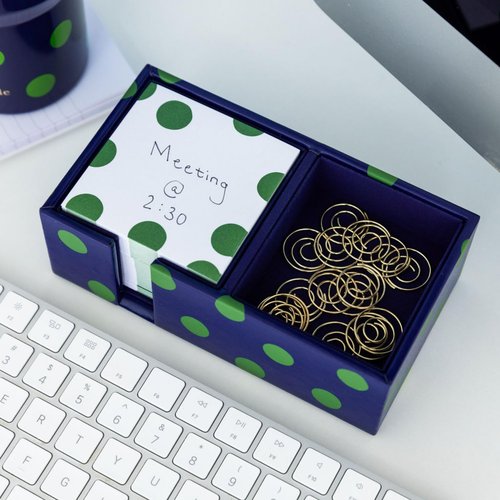 kate spade new york Desktop Organzier Tray with 400 Loose Note Sheets and 15 Metal Paper Clips, Sonnet Dot