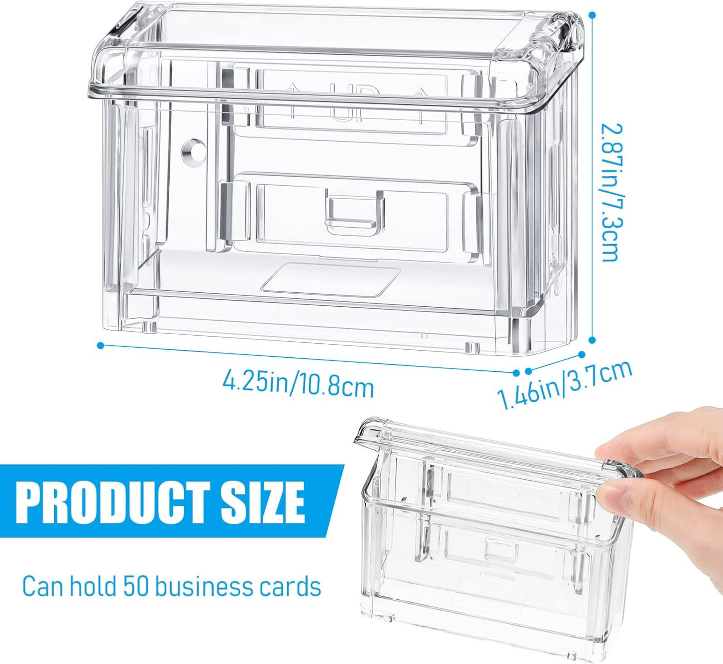 Vicenpal Outdoor Business Card Holder - Clear Acrylic Wall Mount Box | Peel and Stick, 4.25 x 1.46 x 2.87 Inch