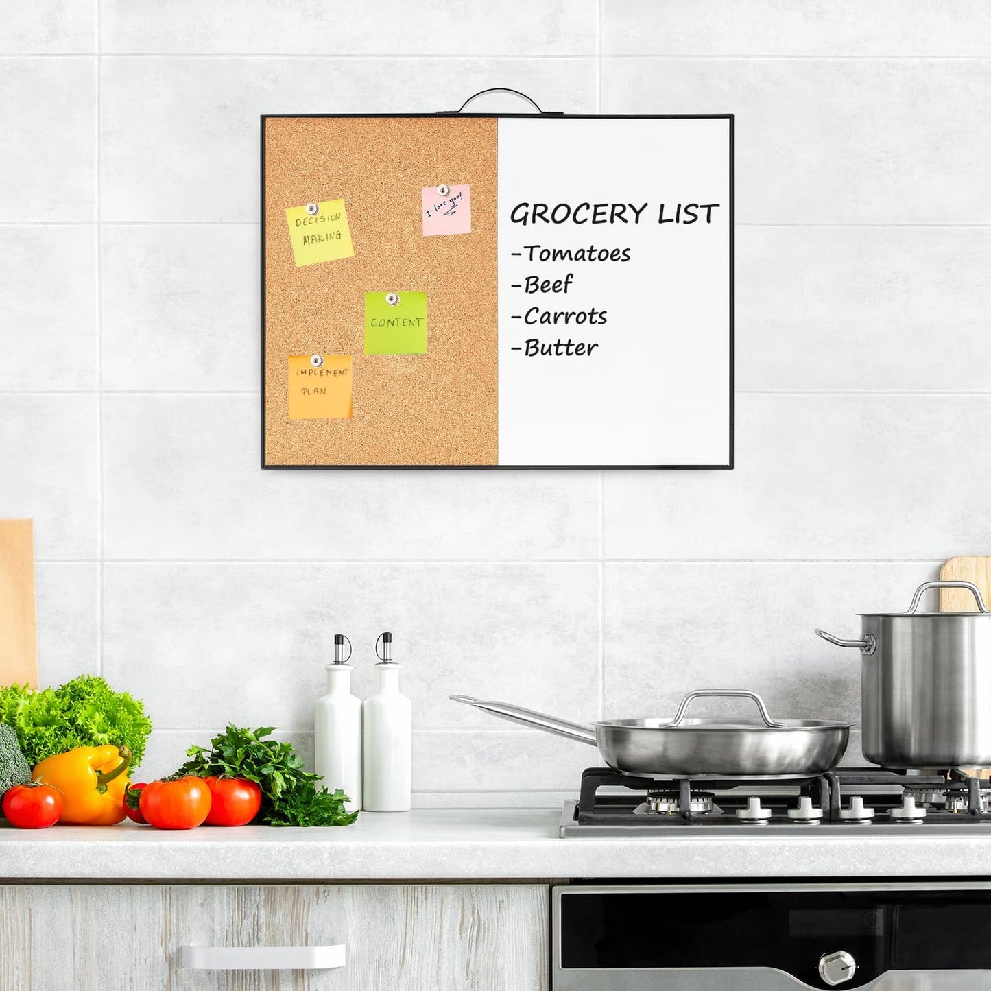 TSJ OFFICE Magnetic Dry Erase Board - 12" X 16" Portable Whiteboard with Cork Board & Black Frame