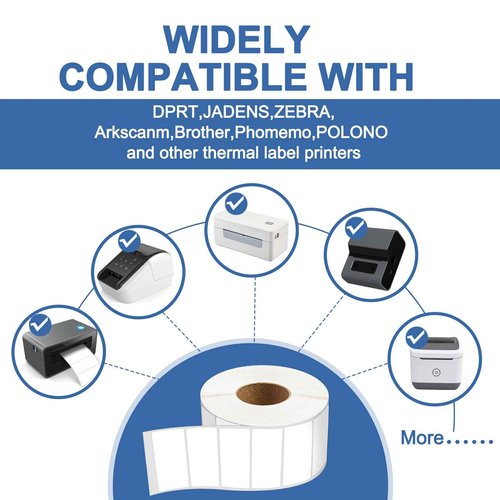 12 Rolls of 1000 2 1/4x1 1/4” Direct Thermal Labels for Barcode, Perforated Address Labels, Thermal Paper Self-Adhesive Label Stickers Mailing Compatible with Rollo, Zebra & Other Desktop Printers