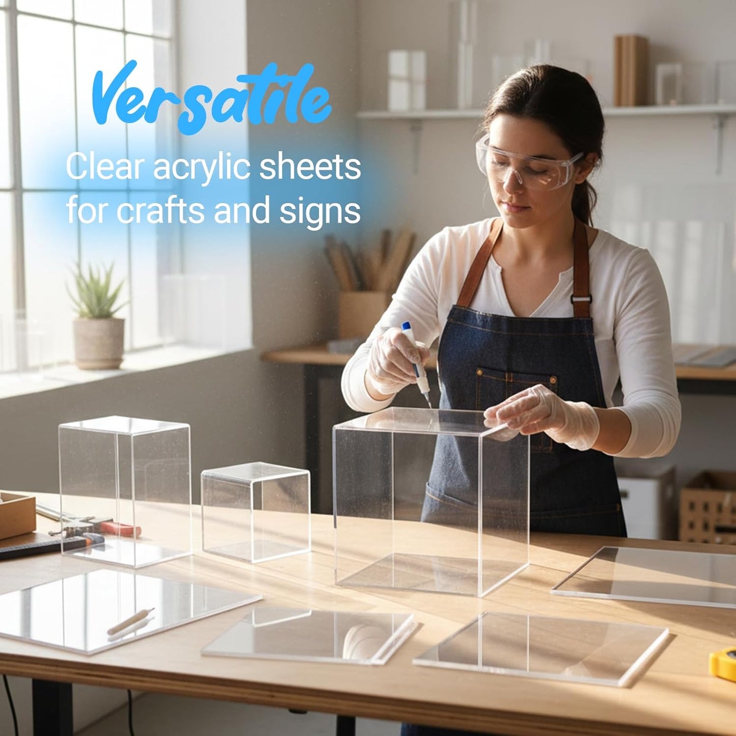 CALPALMY Clear Acrylic Sheets - 24 x 36 Inch, 1/4” Thick for Craft Projects, Signs & Display Cases