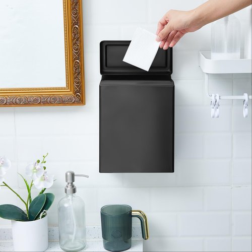 Tioncy 2 Pcs Sanitary Napkin Receptacle, Tampon Disposal Bin Wall Mounted Tampon Holder Stainless Steel Sanitary Napkin Disposal Bins for Home Office Public Restrooms Bathroom (Black)