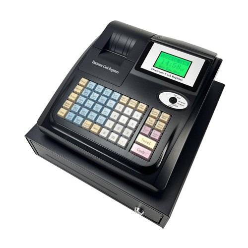 Gqudyi Electronic Cash Register Cash Drawer Money Box,Commercial Electronic Pos System Cash Register,Small Business Cash Registers,48 All English Keyboards,for Supermarkets and Grocery Stores