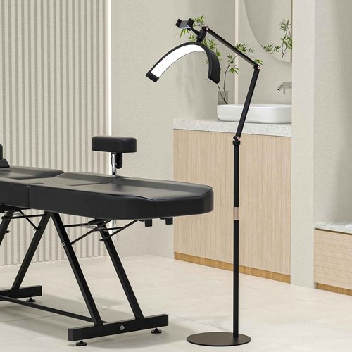 Tattoo light,Half Moon Lash Lighting: Foldable Floor LED Lamp for Eyelash- Beauty Lash Light for Eyelash Tech,Esthetician Lights with Phone Holder -Led Floor Lamp for Or Tattoo Bed,Lash Nail Tech ﻿