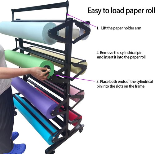 Art Paper Roll Dispenser Stand | Heavy-Duty Butcher Craft Paper Holder for Classroom - Holds 8 Rolls Up to 36 Inches Wide