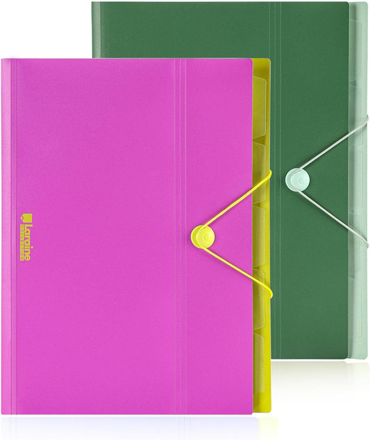 Sworld Expanding File Organizer - 6 Pocket Accordion Folders with Labels | Portable Document Storage - 2 Pack, Letter Size