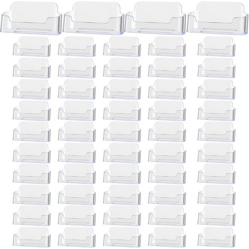 Thenshop 64 Pack Business Card Holder Desktop Business Card Stand Acrylic Holder Stand Clear Postcard Display for Home Office Desk Table (Desktop Style)