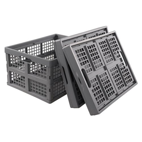 Bblina 32 L Collapsible Plastic Crate, 3-pack Foldable Storage Bin Baskets