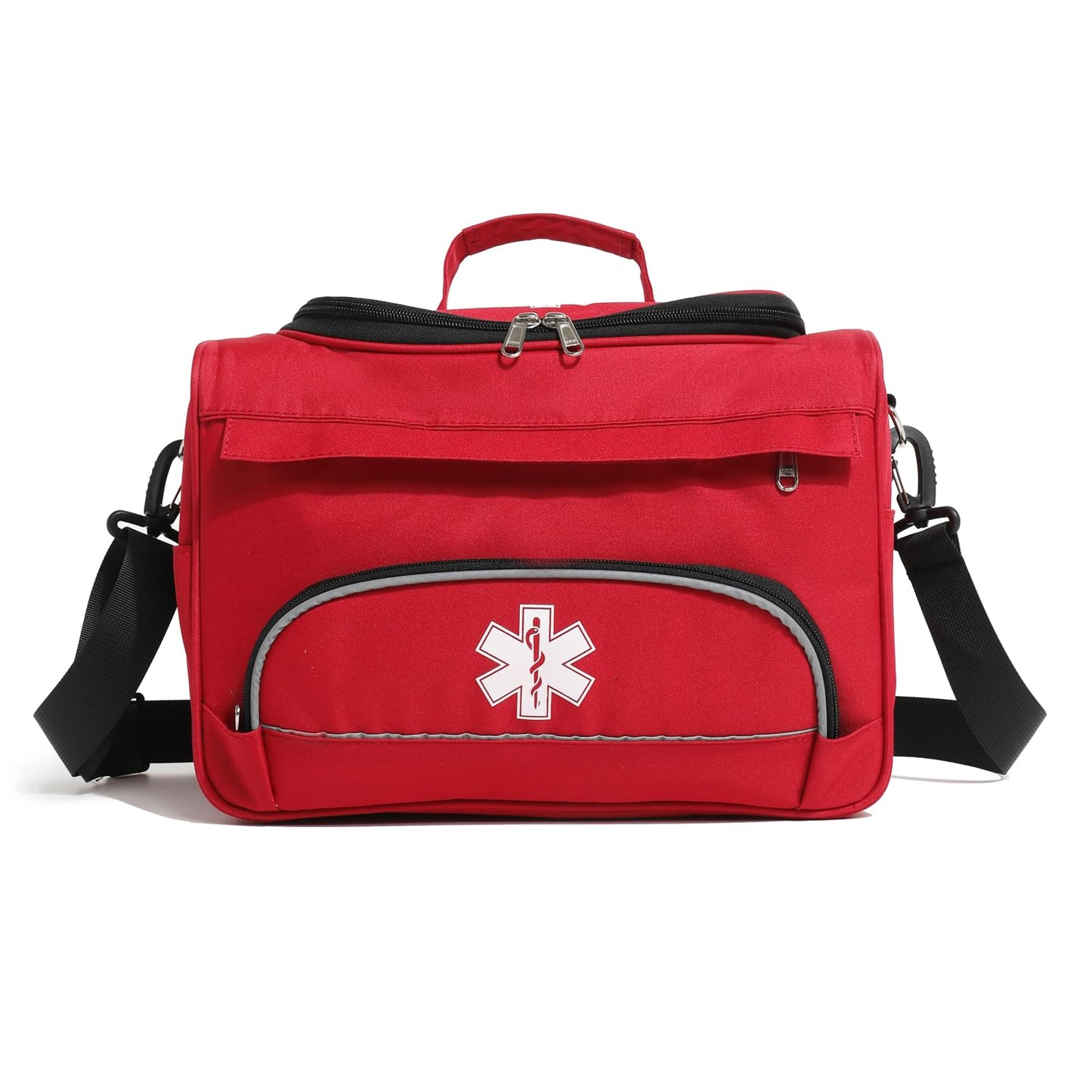 BNYYUG Empty Red First Responder Bag On Call Trauma Bag EMT First Aid Carrier for Paramedics and Emergency Medical Supplies Kit (Red)