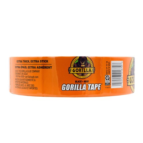 Gorilla Duct Tape, Black Tape, 1.88" x 50 yd (Pack of 6) - Heavy Duty and Weather Resistant for Indoor or Outdoor