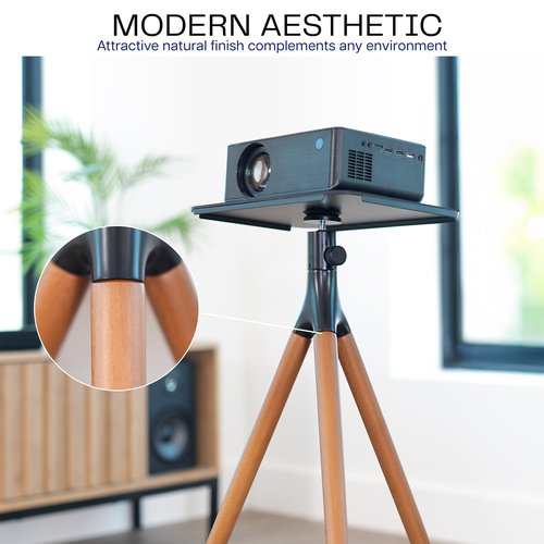 VIVO Easel Studio Projector Stand with Full Tray Articulation, Tripod Base, Dark Walnut, STAND-VP02D