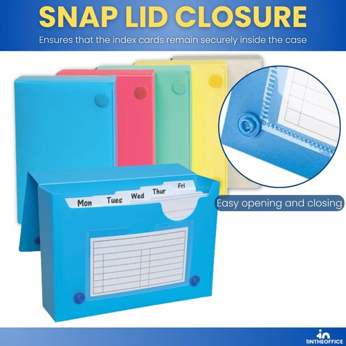 1InTheOffice Index Card Case 3x5, Index Card Holder, Assorted Colors, Holds 100 3x5 Cards, (6 Pack)