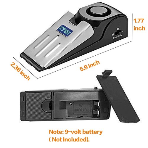 ZZRUI 2 Pack Door Stop Alarm with 120dB Siren, Wedge Door Stopper Security Device for Travel, Apartment, Hotel, Home – Portable Anti-Theft Floor Alarm for Entry Alert & Self Defense, Black