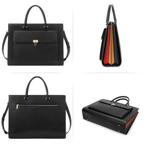 CLUCI Briefcase for Women Vegan Leather 15.6 Inch Laptop Bag Large Pocket Business Ladies Shoulder Bag