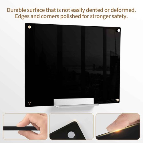 Acrylic Black Magnetic Dry Erase Board for Wall, White Board 18”x24”,Frameless Magnetic Dry Erase Board for Office,Classroom and Home/for Kids,Students,Adults