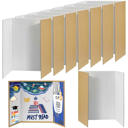 8 PCS Trifold Poster Board- Extra Large 48" x 36" Tri Fold Display Board Hard & Thick White Presentation Cardboard for Science Fair, School Projects, and Business Presentations Supply