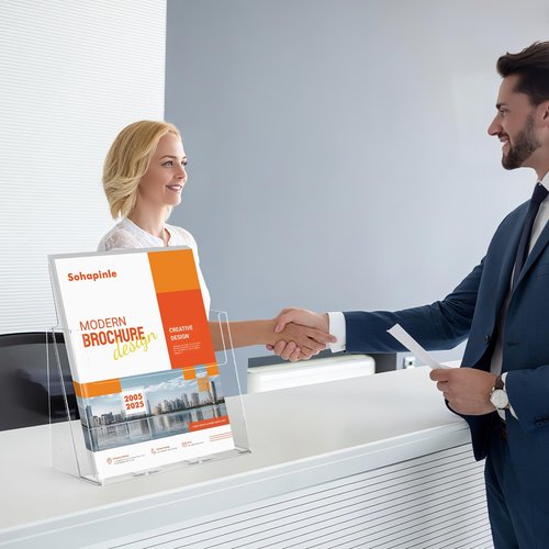 Acrylic Brochure Holder 8.5 x 11 inch 2 Pack Clear Literature Holders Plastic Flyer Display Stand Thicker Countertop Organizer for Pamphlets Magazines Booklets Menus