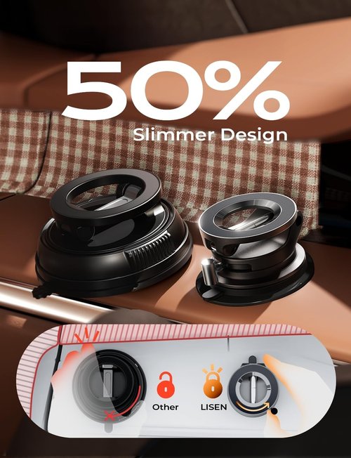 LISEN Suction Cup Phone Mount, Vacuum Magnetic Phone Holder, 360° Adjustable for MagSafe Car Holder Foldable Suction Phone Mount for Car, for Garmin GPS/Mirror/Smooth Surface, for iPhone 16 Pro Max 15
